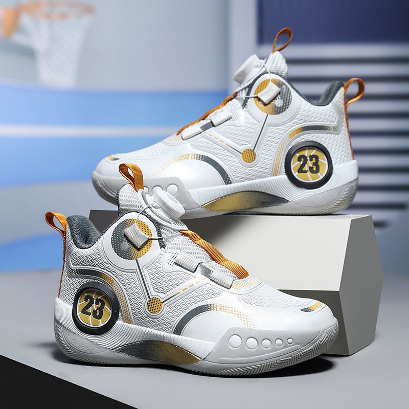 Children'S Basketball Shoes, Rotating Buttons, Boys' Sports Shoes, Medium And Large Kidsren'S Running Shoes, Mesh Breathable Youth Training Shoes - Image 3