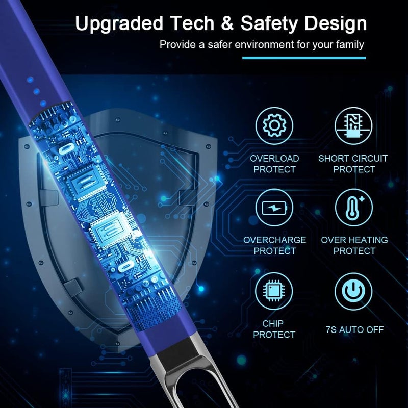 SUPRUS Candle Electric Arc Lighter Windproof Flameless USB Rechargeable Lighter with LED Light for Candle Camping BBQ Cooking (Dark Blue&Dark Blue) - Image 2
