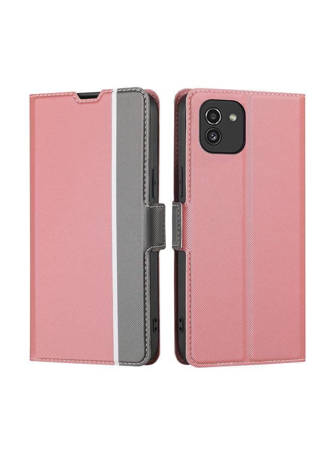 اس-توب جراب هاتف Samsung Galaxy A03 Global Twill Fabric بأزرار جانبية من الجلد - Image 1