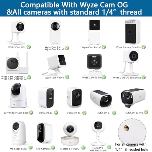 OkeMeeo Gooseneck Clip Wall Mount for Wyze Cam OG and More Cameras with 1/4" Threaded Hole - Image 2