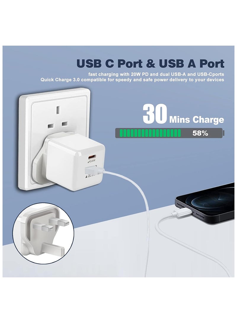 كول بيبي شاحن سريع 20 واط PD مزدوج USB-A من النوع C قابس بريطاني QC 3.0 شحن آمن - Image 2