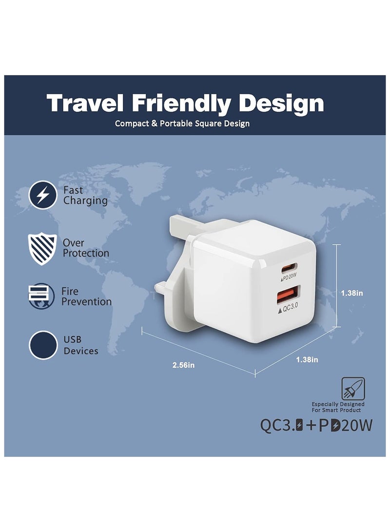 كول بيبي شاحن سريع 20 واط PD مزدوج USB-A من النوع C قابس بريطاني QC 3.0 شحن آمن - Image 5