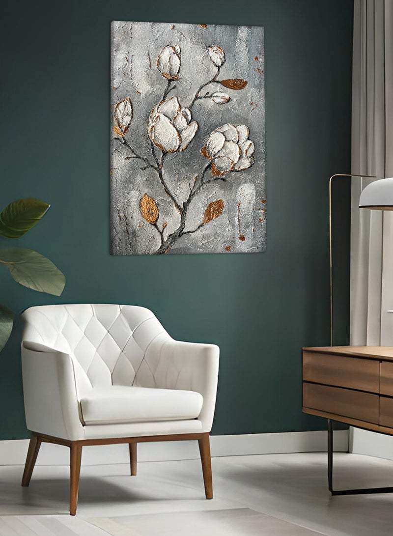 LOWHA Canvas Wall Art Stretched Over Wooden Frame with Flowers Painting Painting - Image 1