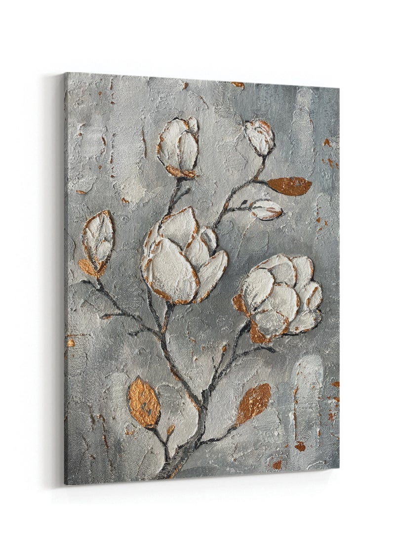 LOWHA Canvas Wall Art Stretched Over Wooden Frame with Flowers Painting Painting - Image 4
