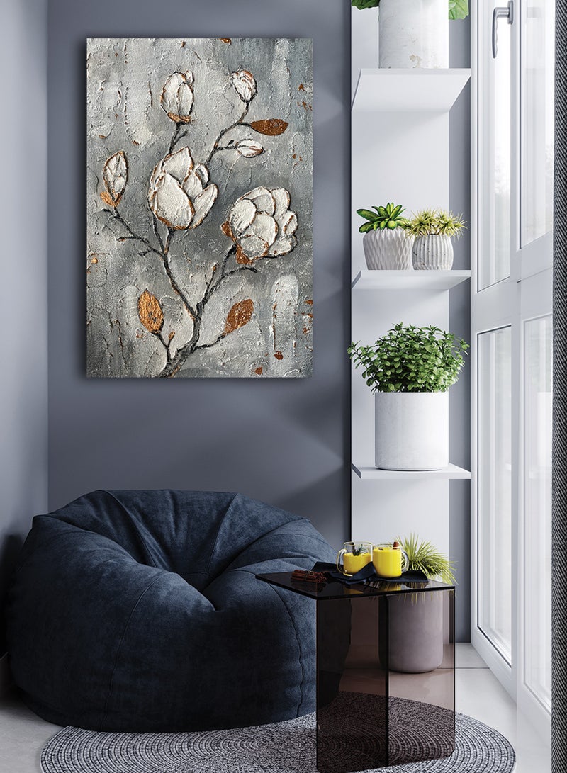 LOWHA Canvas Wall Art Stretched Over Wooden Frame with Flowers Painting Painting - Image 3