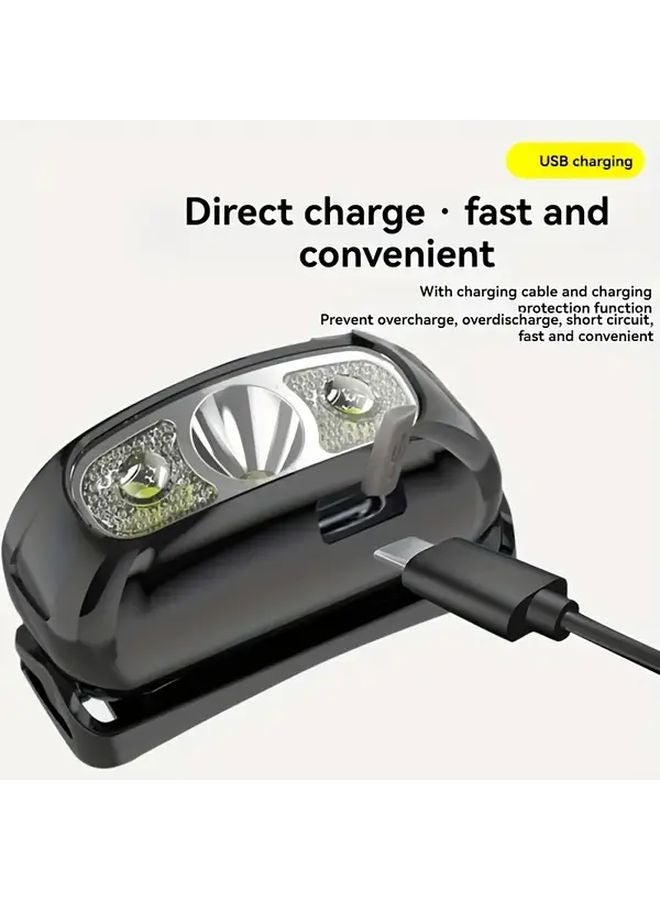 Orange Induction LED Headlamp Sensor High Brightness USB Rechargeable Mini Flashlight - Image 4