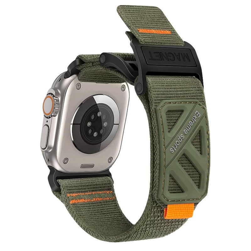 سوار ساعة ذكية سوار نايلون حلقي متوافق باللون برتقالي قابل للتعديل مع Apple Watch 38/40/41/42/44/45/49mm بملاءمة قابلة للتعديل وحزام بديل - Image 3