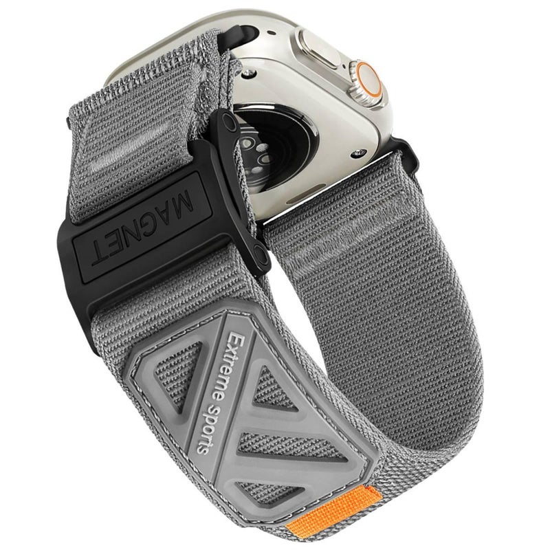سوار ساعة ذكية سوار نايلون حلقي متوافق باللون برتقالي قابل للتعديل مع Apple Watch 38/40/41/42/44/45/49mm بملاءمة قابلة للتعديل وحزام بديل - Image 5