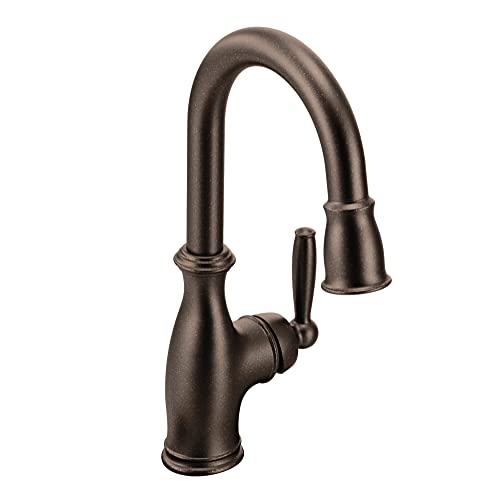 Moen Brantford Oil Rubbed Bronze Traditional One-Handle High-Arc Pulldown Bar Faucet with Reflex Docking System and Power Clean, 5985ORB - Image 1