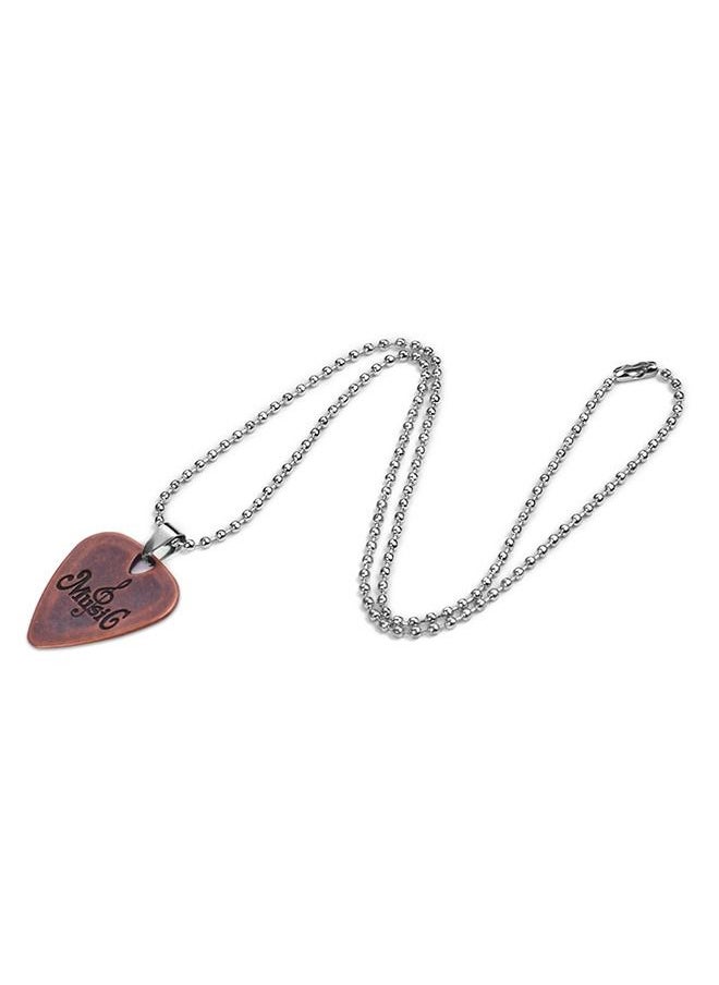 musIc Zinc Alloy Metal Guitar Pick Necklace With Ball Chain  - Image 1