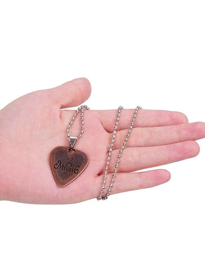 musIc Zinc Alloy Metal Guitar Pick Necklace With Ball Chain  - Image 4