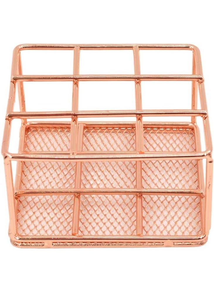 Teensery - Teensery Metal Wire Lipstick Organizer Rose Gold Lip Gloss Display Stand 9 Slots Lip Stick Storage Holder Makeup Brush Organizer for Cosmetic Makeup and Dresser Display (1 Piece) - Image 1