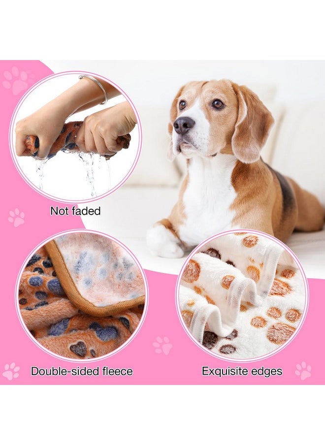 Chumia 18 Pcs Fleece Pet Blanket Soft Warm Sleep Mat Fluffy Cute Puppy Supplies Paw Bone Star Elephant Dot Heart Print Design Bed Blankets For Dog Cat Kitten Animals (30 X 20 Inch)  - Image 3