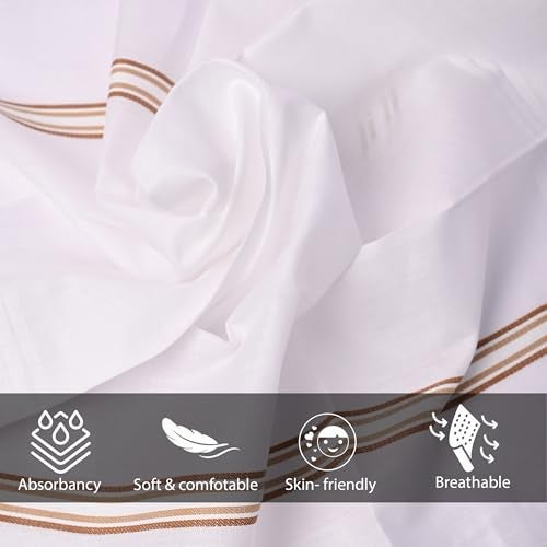 SPIN CART Cotton Premium Collection Casual Style Handkerchiefs Hanky For Men - Pack Of 12. - White Striped Xxl King Size - Image 4