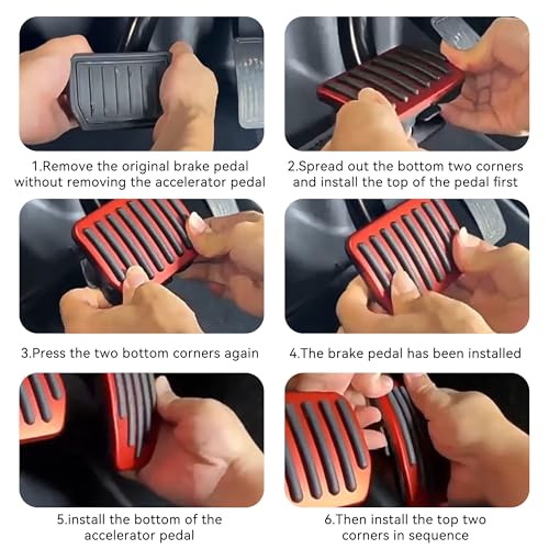 Alieemo 2PCS Aluminum Car Accelerator Pedal Covers, Vehicle Foot Pedal Pads Set, Non Slip Performance Automotive Brake Foot Rest Pedal Extenders Replacement Compatible with Model 3 Model Y (Silver) - Image 4