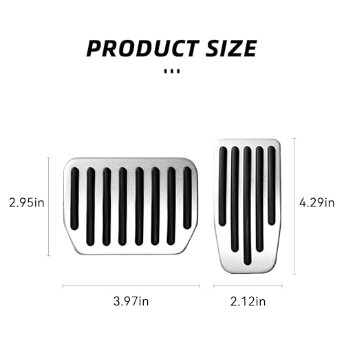 Alieemo 2PCS Aluminum Car Accelerator Pedal Covers, Vehicle Foot Pedal Pads Set, Non Slip Performance Automotive Brake Foot Rest Pedal Extenders Replacement Compatible with Model 3 Model Y (Silver) - Image 2
