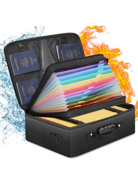 Fireproof Document Bag With Lock Important Document Organizer Waterproof Document Safe File Organizer Box File Storage Portable Travel File Safe For File Certificate Home Office