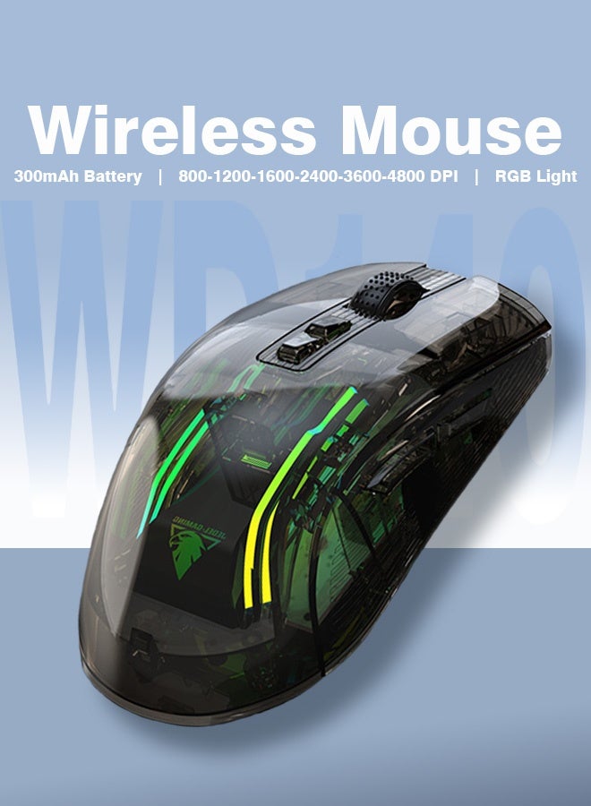 Wireless Bluetooth Gaming Mouse for Windows, Mac, IOS, Android, Computer Mice with USB Receiver, 800/1200/1600/2400/3600/4800 DPI, Black