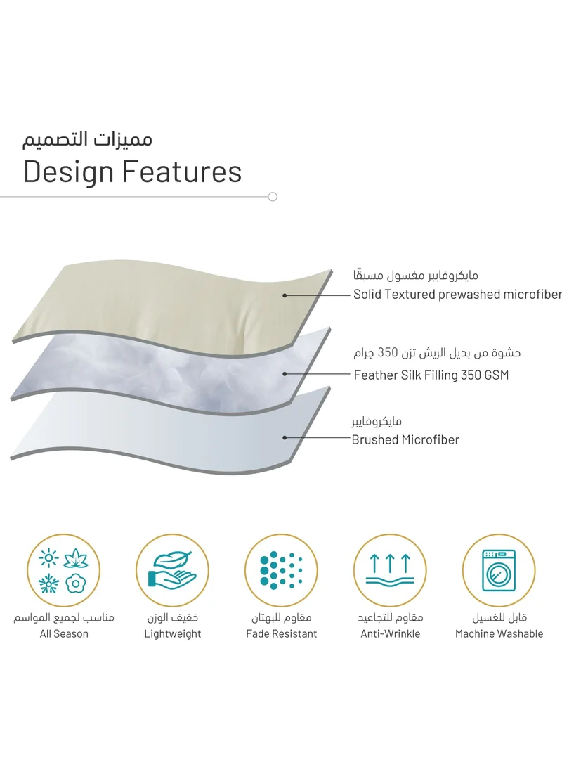 Donetella Comforter Set 4-Pcs Single Size Bed Fits(120 x 200 Cm) Bedding With Ruffled Border And Removable Filler, Ivory