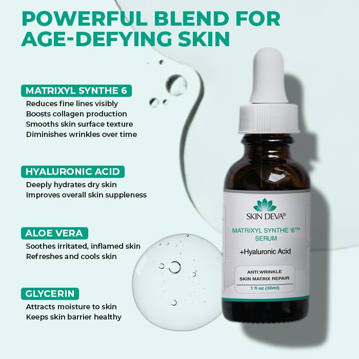 SKIN DEVA Matrixyl Synthe 6 Hyaluronic Acid Serum Anti Aging Serum Facial Serum Shrinks Pores and Keeps Skin Hydrated - Image 5