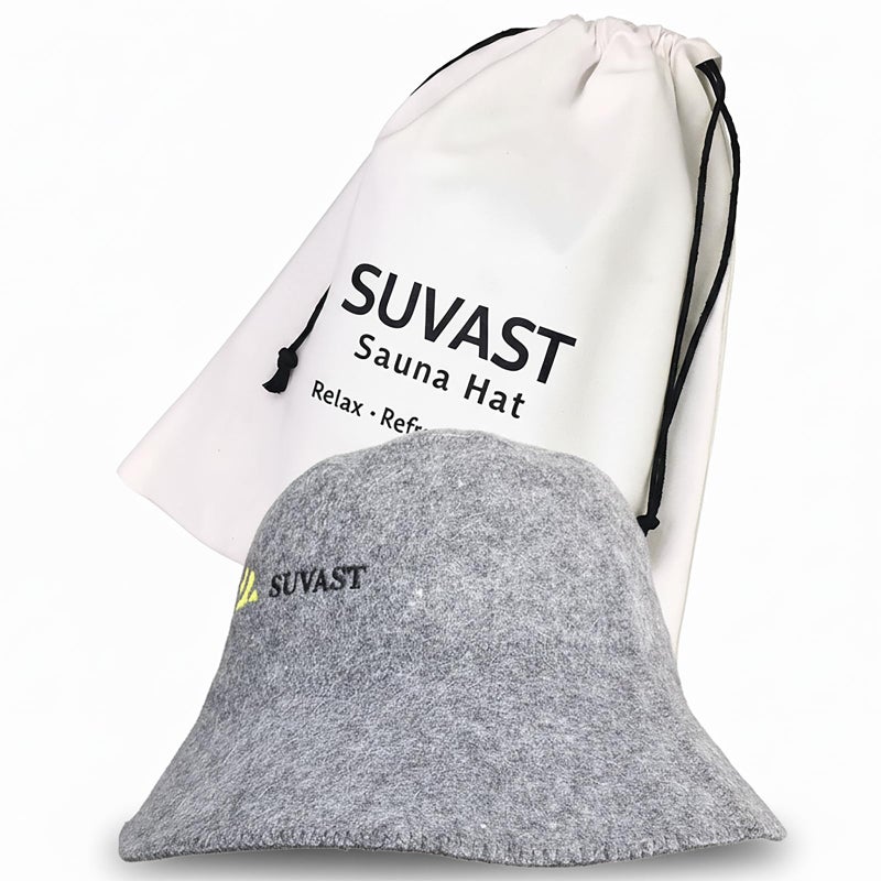 suvast 100% Wool Sauna Cap, Natural Felt Heat-Resistant Cap for Steam Room & Spa, Nordic Minimalist Design with Cotton Gift Bag, Sauna Accessories for Men & Women(US, Numeric, 0, Gray) - Image 1