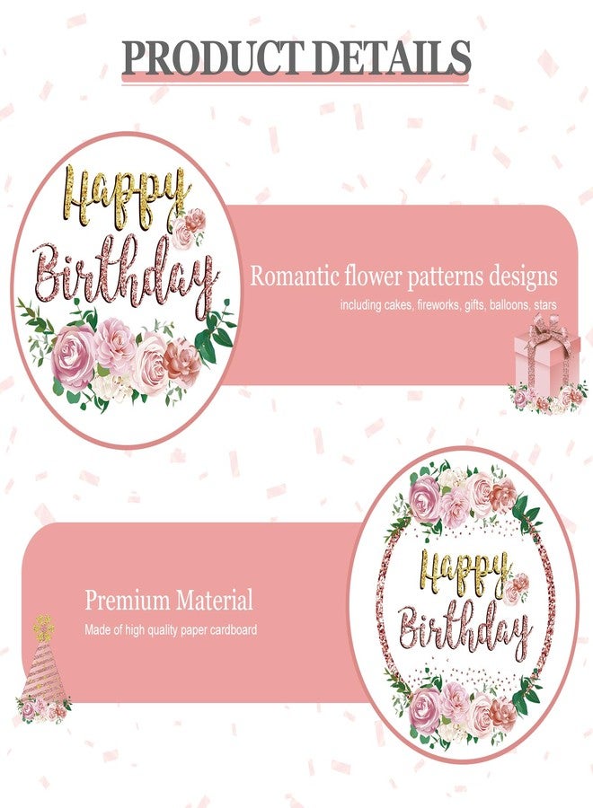 Guiruiy Pink Rose Gold Birthday Decorations Flower Theme Hanging Swirl for Women Girls, Flower Happy Birthday Foil Swirls Party Supplies, 16th 18th 21th 30th 40th 50th 60th Floral Bday Ceiling Hanging - Image 3
