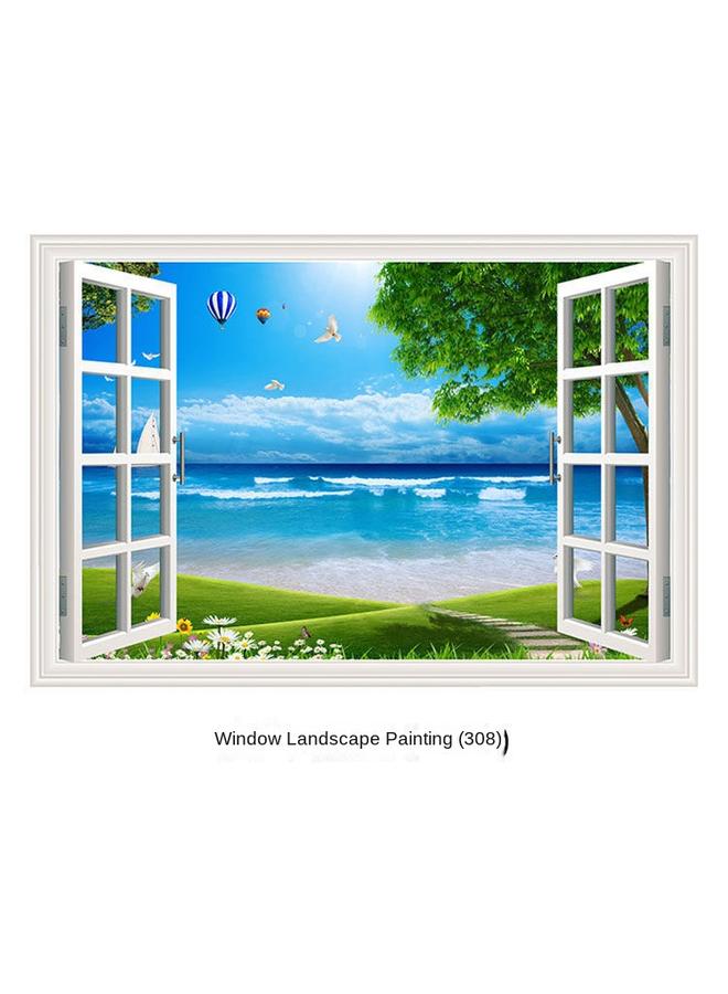 Bluejw Ci Yan Stickers Three-dimensional Fake Window Wall Stickers Decorative Painting Bedroom Living Room Dining Room Background Wall Self-adhesive Landscape Mural - Image 1