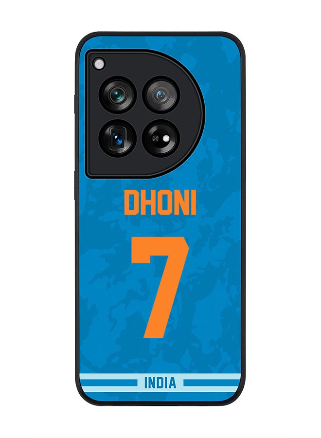 Stylizedd Rugged Black edge case for OnePlus 12R / OnePlus Ace 3 5G, Slim fit Case Flexible Anti Drop TPU Gel Thin Cover - Team India MS Dhoni, Jersey No 7 - Image 1