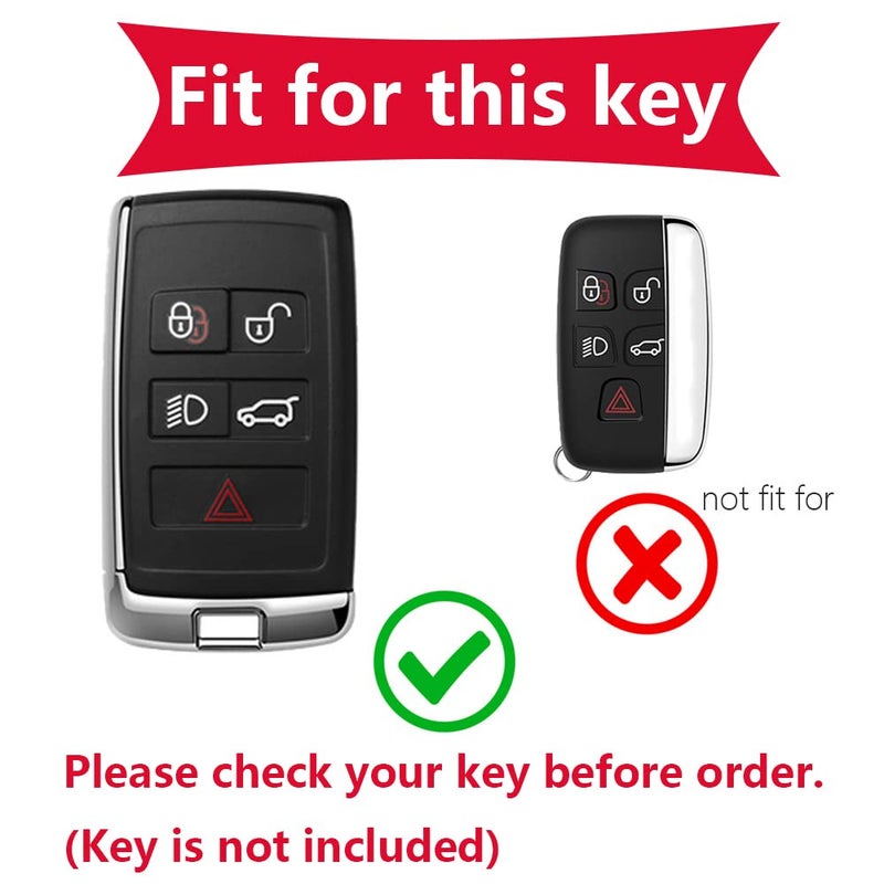 KUNIO Key Fob Cover fit for Land Rover Defender Discovery 5 fit for Range Rover Sport Evoque Velar fit for Jaguar E-Pace Leather Key Cover Keychain Keyring A Light Grey - Image 2