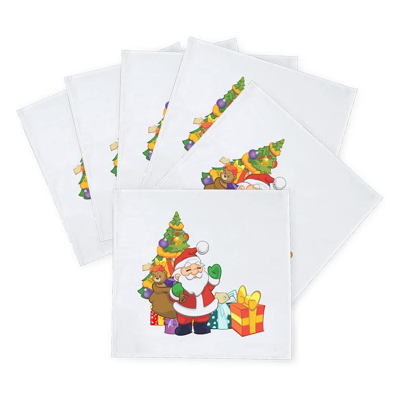 Khakee 6 Pcs Christmas Theme Silk Table Napkins 10x 10 for Xmas Decoration Christmas OrnamentsChristmas Giftxmas21226 - Image 2
