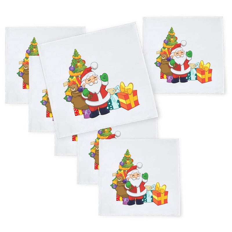 Khakee 6 Pcs Christmas Theme Silk Table Napkins 10x 10 for Xmas Decoration Christmas OrnamentsChristmas Giftxmas21226 - Image 1