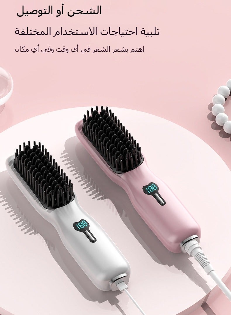 general Cordless Hair Straightener Brush, Negative Ion Care, Rechargeable and Portable, 2 in 1 Mini Styling Tool for Straightening and Curling - Image 2