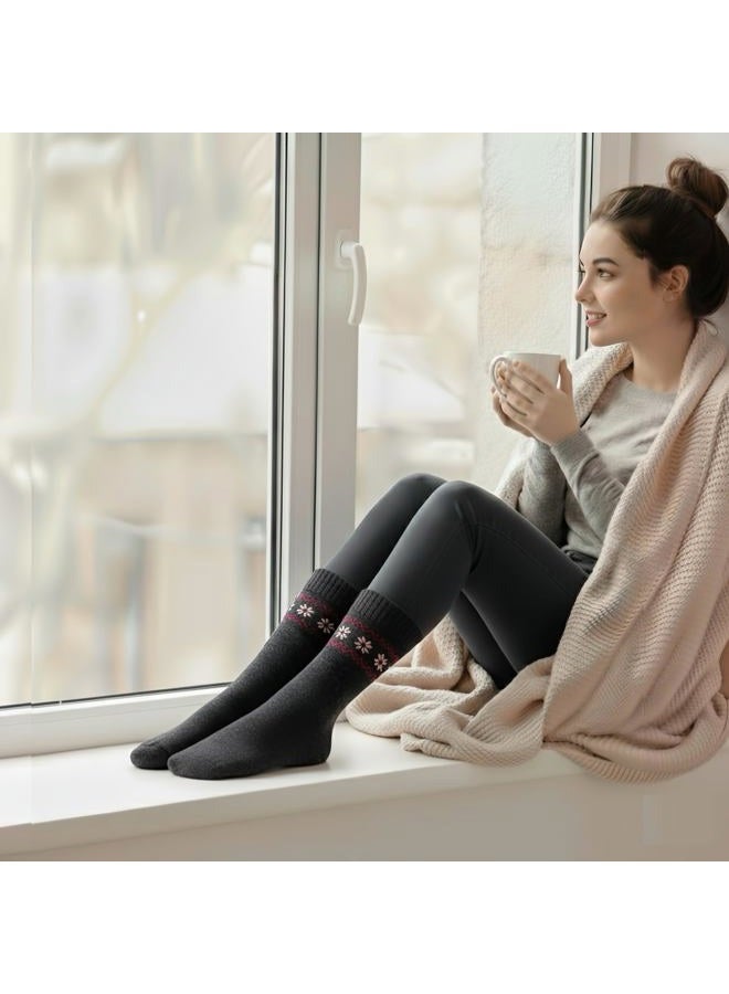 NinetoFiveLife Pack of 4 Winter Warm Wool Socks Sports Socks Hiking Knit Crew Socks for Women, One Size - Image 3