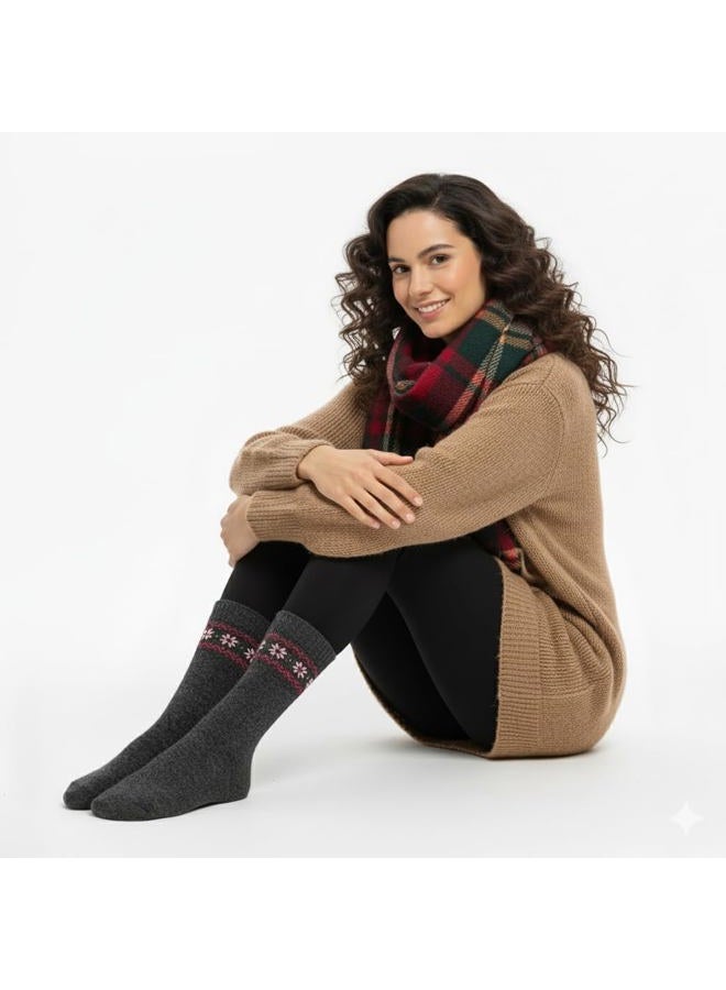 NinetoFiveLife Pack of 4 Winter Warm Wool Socks Sports Socks Hiking Knit Crew Socks for Women, One Size - Image 2