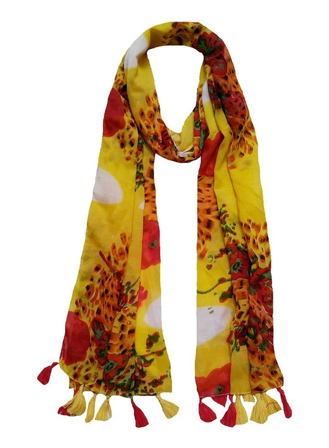 V3E Girl's Stylish All over Print Georgette Tassel Scarfs Stole Dupatta (Multicolor,S02-(Pack of 6) - Image 4
