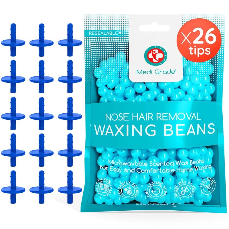 Medi Grade Nose Waxing Beads and Replacement Tips for the Medi Grade Nose Waxing Kit  Ecofriendly Cost Effective Waxing Beads Refill for Unsightly Itchy Nasal Hair  50g of Beads and 26 Tips