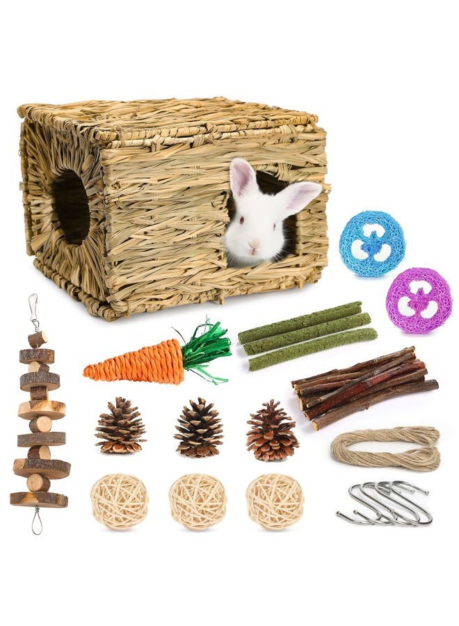 PStarDMoon N/Brand Bunny Grass House-Hand Made Edible Natural Grass Hideaway Comfortable Playhouse for Rabbits, Guinea Pigs and Small Animals to Play,Sleep and Eat (style1) - Image 1