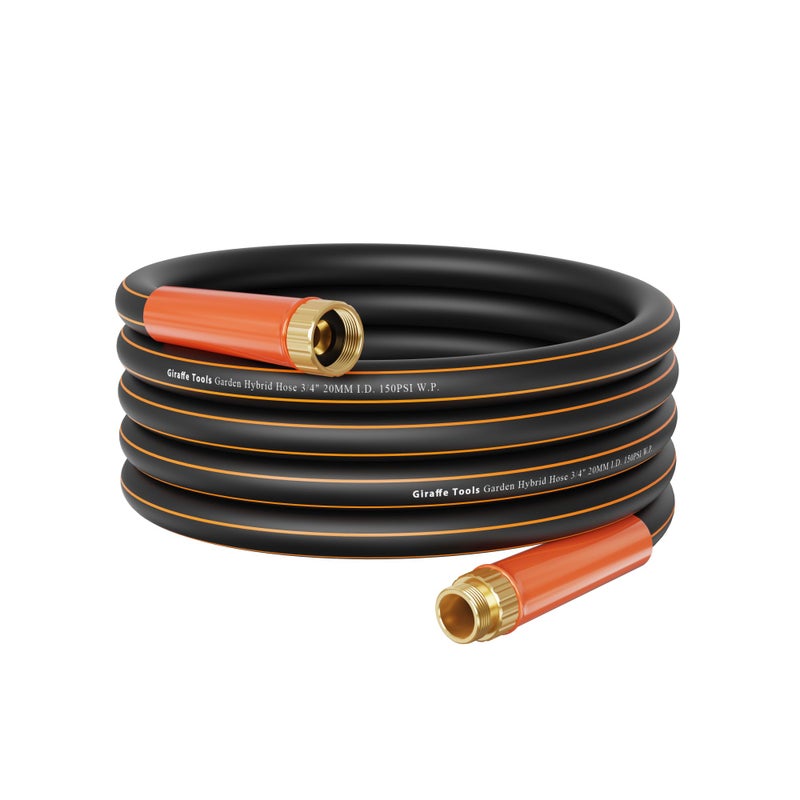 Giraffe Tools Garden Hose 25ft x 3/4", Heavy Duty Water Hose, Flexible, Hybrid Lightweight Hose with Swivel Handle, Male to Female Fittings, Burst 600 PSI - Image 1