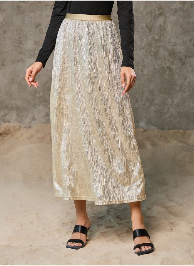 Styli Shimmer Textured A-Line Maxi Skirt  - Image 1