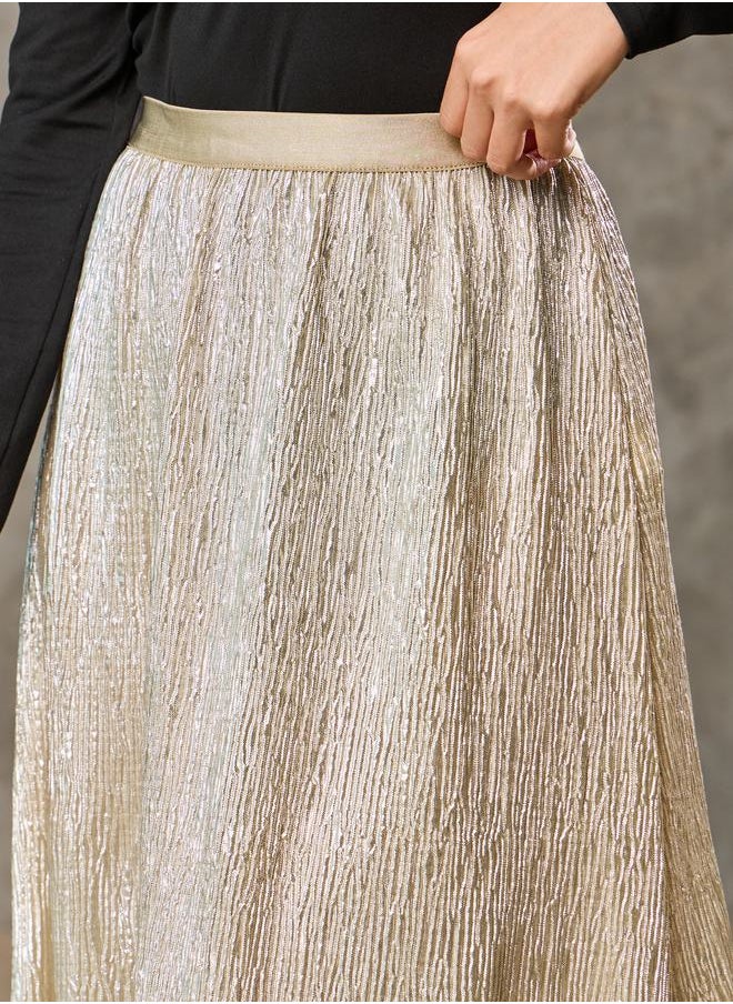 Styli Shimmer Textured A-Line Maxi Skirt  - Image 3