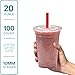 GUSTO 20 oz 100 Count Clear Cups with Flat Lids Straws Disposable Clear Drinking Cups for Iced Coffee Cold Drinks Milkshakes and Smoothies Formerly Comfy Package - Image 4