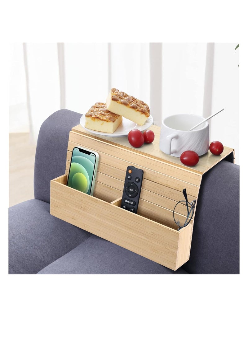 Generic Couch Cup Holder Tray, Sofa Arm Rest Tray Table for Couch with Side Pockets, Anti-Slip Couch Caddy for Drinks/Phone/Remote/Snacks Sofa Table Organizer, Portable Table Flexible and Foldable  - Image 1
