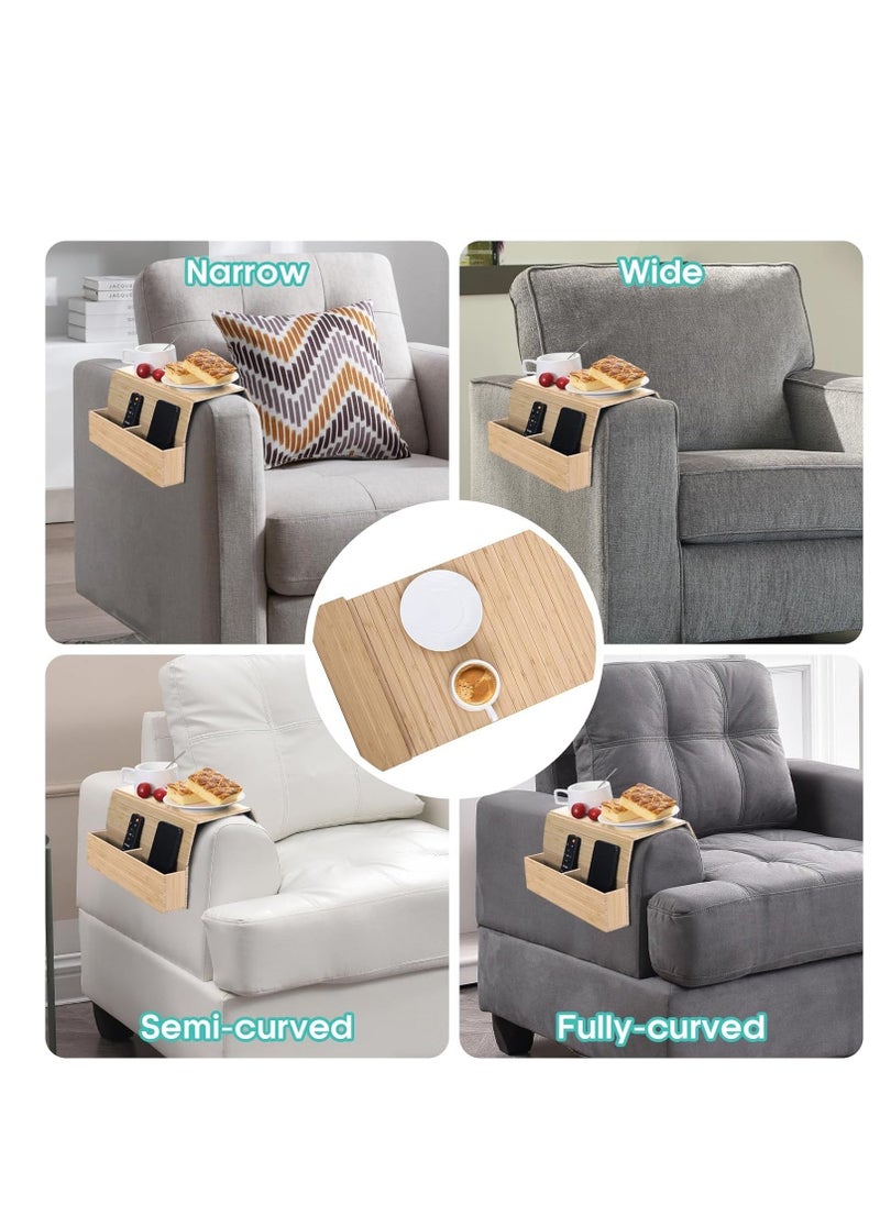 Generic Couch Cup Holder Tray, Sofa Arm Rest Tray Table for Couch with Side Pockets, Anti-Slip Couch Caddy for Drinks/Phone/Remote/Snacks Sofa Table Organizer, Portable Table Flexible and Foldable  - Image 4