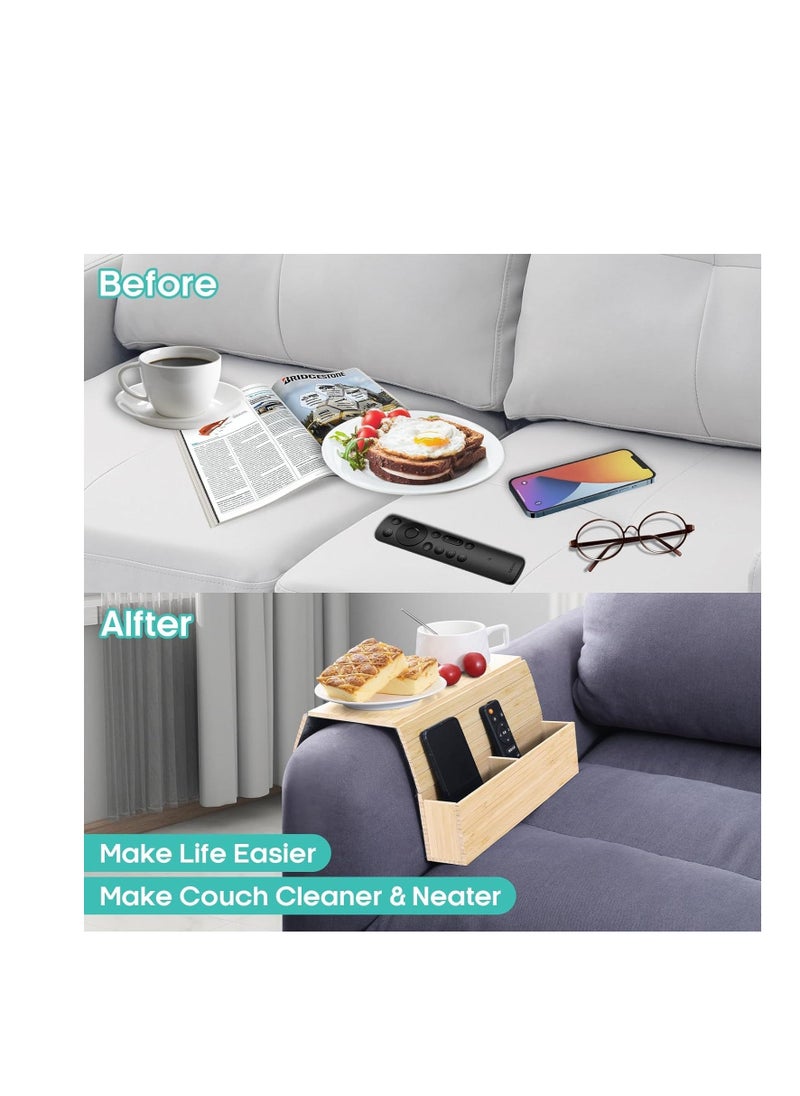 Generic Couch Cup Holder Tray, Sofa Arm Rest Tray Table for Couch with Side Pockets, Anti-Slip Couch Caddy for Drinks/Phone/Remote/Snacks Sofa Table Organizer, Portable Table Flexible and Foldable  - Image 3