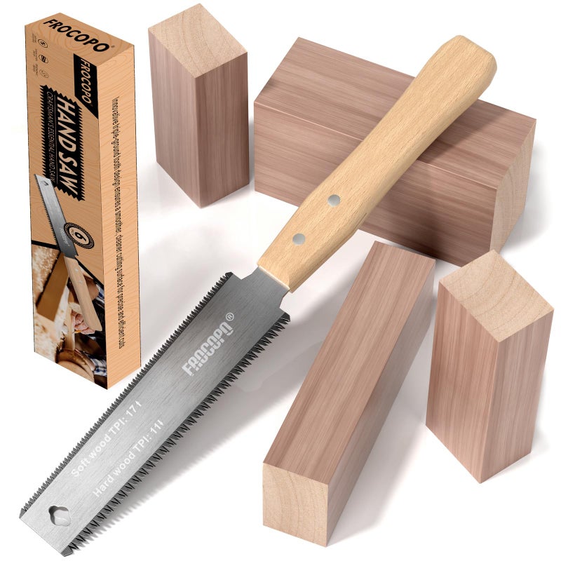 Frocopo Hand Saw Woodworking Tools, 6-Inch Pull Saw, Flexible Double-Edge Blade 17/11 TPI, Japanese Flush Cut for DIY Craft, Non-Slip Wood Handle, Sharp & Lightweight for Woodworking and Garden Trim - Image 1