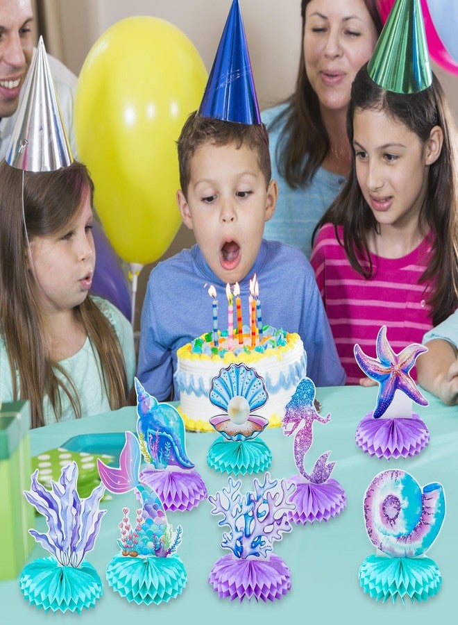 aeloer 9 PCS Mermaid Honeycomb Centerpieces for Table, Mermaid Birthday Decorations Under The Sea Table Decor Ocean Theme Honeycomb Ornaments for Girl Baby Shower Birthday Party DIY Supplies - Image 4