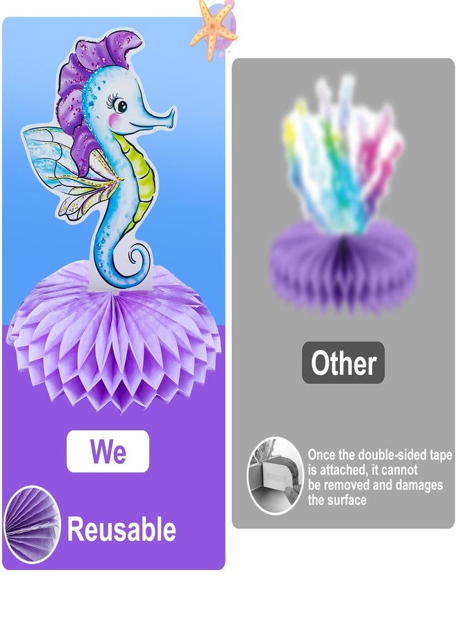 aeloer 9 PCS Mermaid Honeycomb Centerpieces for Table, Mermaid Birthday Decorations Under The Sea Table Decor Ocean Theme Honeycomb Ornaments for Girl Baby Shower Birthday Party DIY Supplies - Image 5