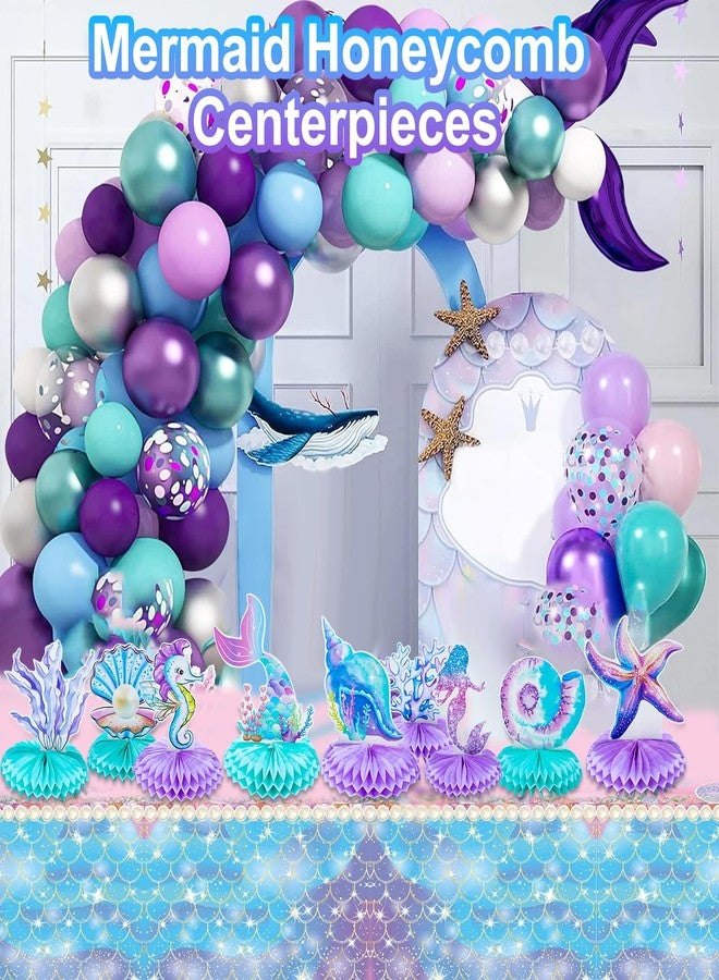 aeloer 9 PCS Mermaid Honeycomb Centerpieces for Table, Mermaid Birthday Decorations Under The Sea Table Decor Ocean Theme Honeycomb Ornaments for Girl Baby Shower Birthday Party DIY Supplies - Image 2