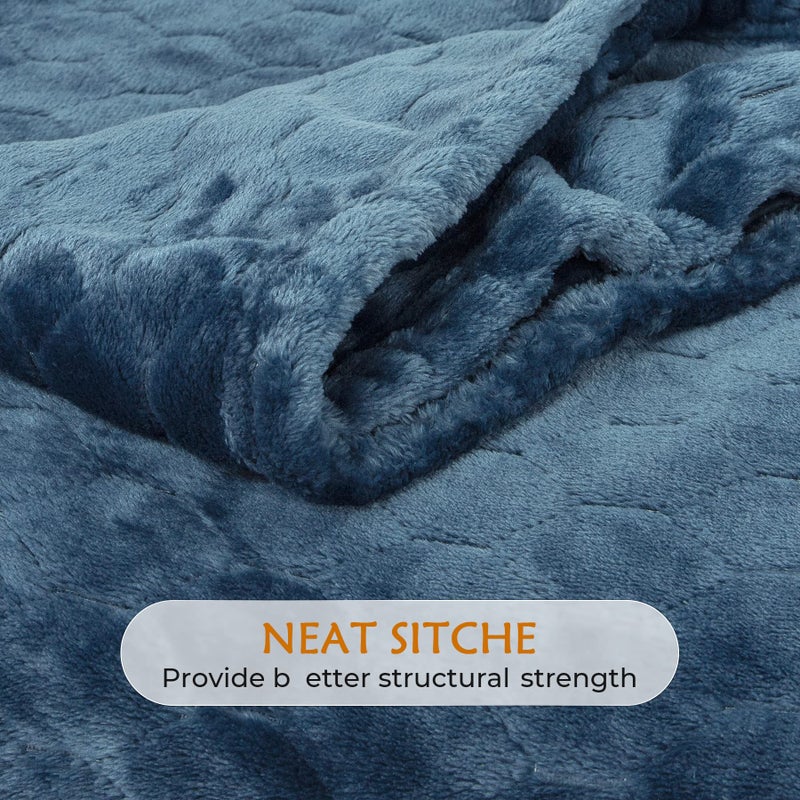 TOONOW Fleece Blanket Super Soft Plush Throw Blanket 50" x 60" Cozy Fuzzy Bed Blankets Geometric Pattern Comfy Microfiber Flannel Blankets for Couch, Bed, Sofa, Navy Blue - Image 5