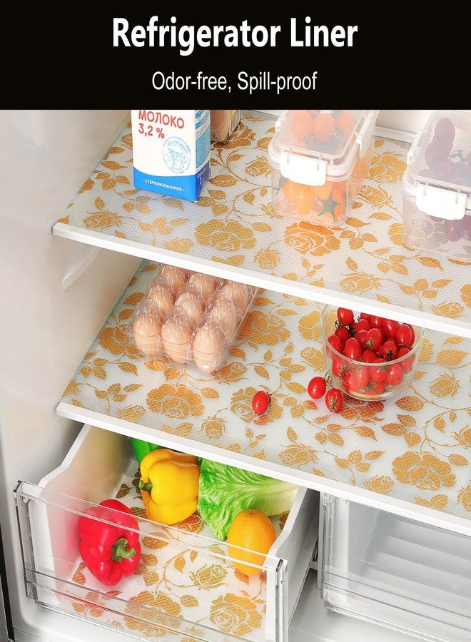 INNOLITES Shelf Liner for Cabinets, Non-Adhesive for Kitchen Drawer Liner, Waterproof Shelf Paper with Floral Pattern, Durable Easy to Clean (Golden Rose, 11.8" x 360") - Image 5